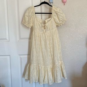 Uo whisper eyelet babydoll mini dress
